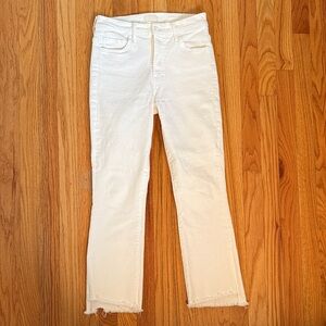 Mother sz 27 Insider Step Fray White Slim Straight Jeans ankle cut good cond